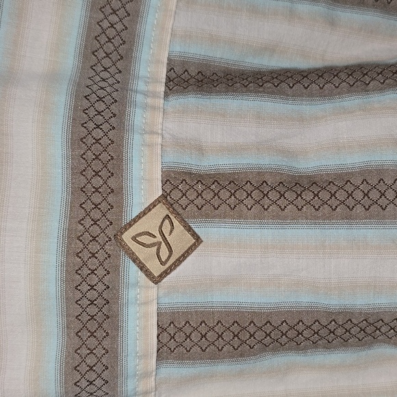 PRANA Striped Diamond Pattern Short Sleeve Button Down Shirt Mens Size XL - Picture 7 of 9